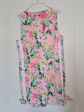 Lilly Pulitzer Pink Floral Print Dress with Green Accents